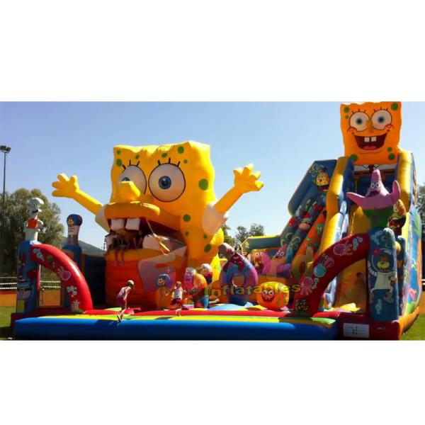 Fire Proof Inflatable Amusement Park Commercial Spongebob Bounce House