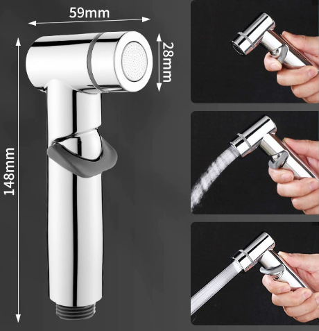 ABS handheld sit-spa spray device with portable nozzle, for use with pressure-flushing toilets in bathrooms