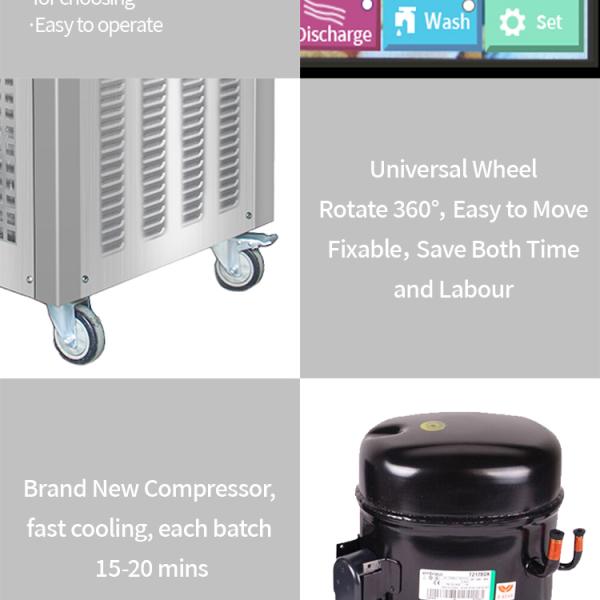 Mutifi-functional Stainless Steel Gelato Batch Freezer Commercial Vertical Hard Ice Cream Machine