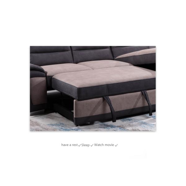 Corner Durable Folding Sofa Bed With Storage Multiscene With Chenille Cover
