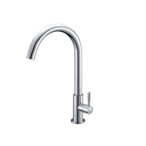 China Kitchen Single Handle Sink Faucets Brass Chrome Plated Deck Mounted on sale