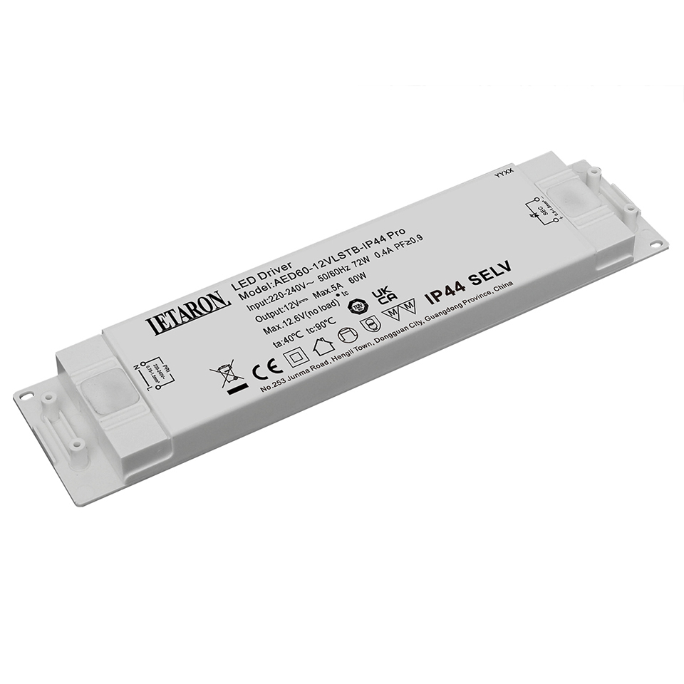 Class II 60W IP44 Flicker-free Letaron LED Driver for Mirror LED Strip Light