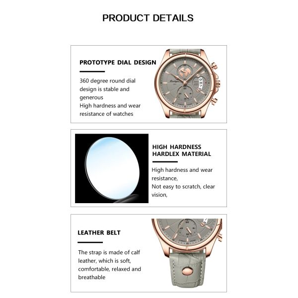 Waterproof Men's Quartz Chronograph Watch – Leather Strap· Luminous Dial | OEM