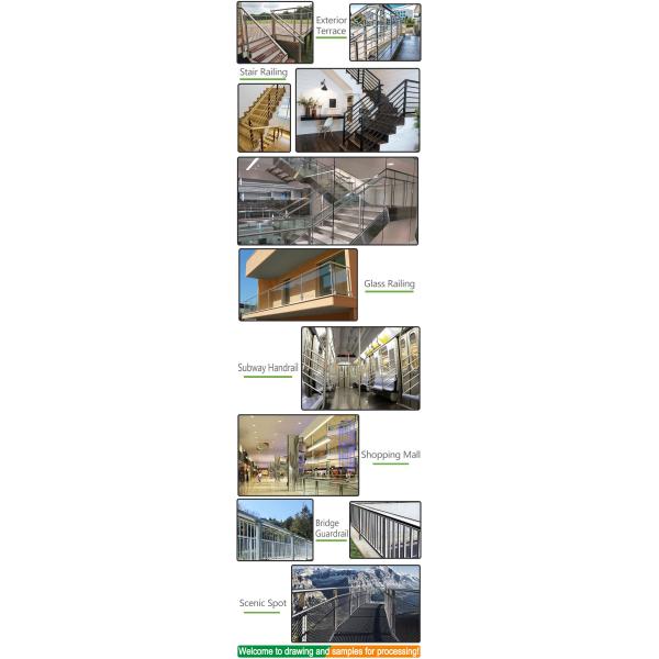 Stainless Steel 1.2mm 1.5mm 2mm Inox Glass Handrail Fence Good Corrosion Resistant