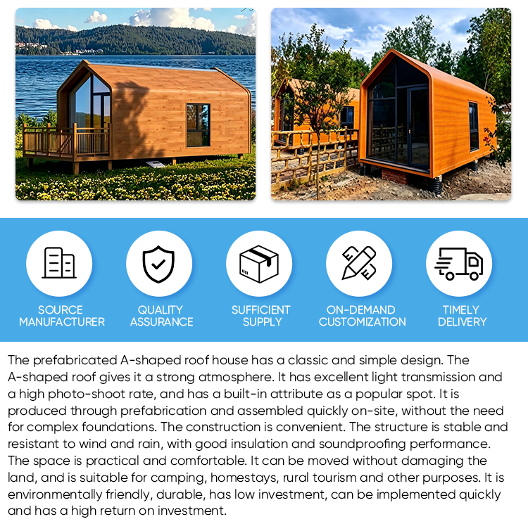 Durable Eco Friendly Glamping a Frame Cabin Prefab Modular Quick Assembly Windproof High ROI Mobile Tiny House