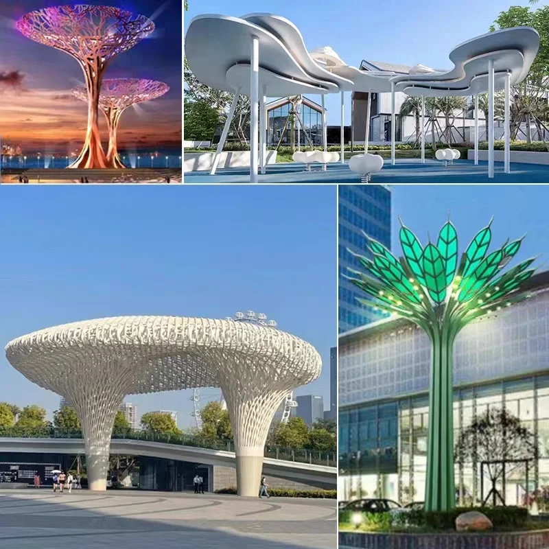 White Stainless Composite Construction with Hollow Cut-Out Patterns