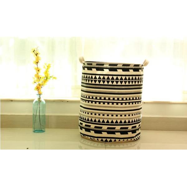 Ramie Cotton Foldable Laundry Basket Cylindric Burlap Canvas Storage Basket