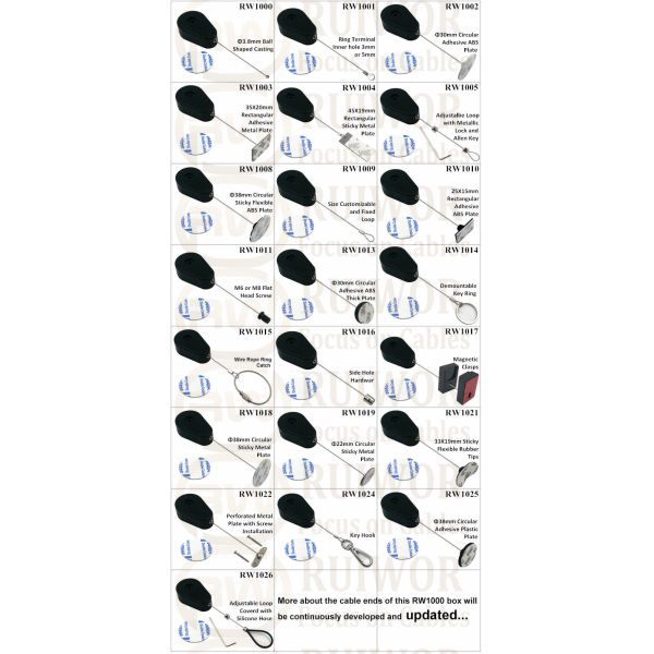 RW1014 Drop-Shaped Retractable Security Tether Plus With Demountable Key Ring For Retail Store Anti Theft Display