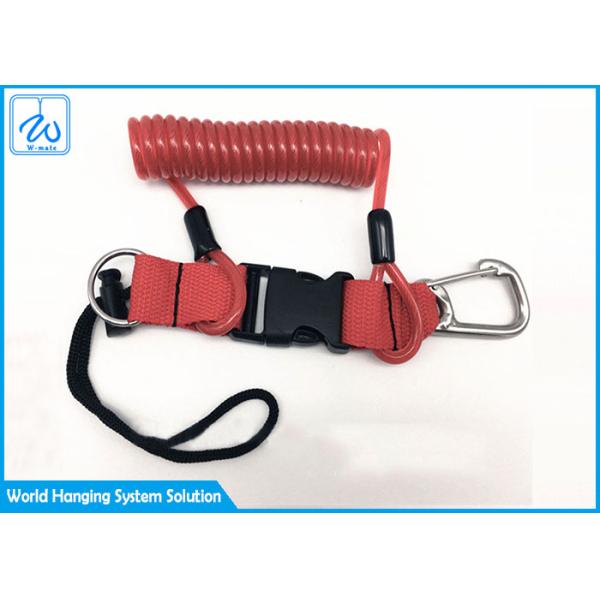 Red Coiled Cable Tool Lanyard Spring Tool Swivel Lanyard Tether Fall Arrest Retractable Tool Lanyard
