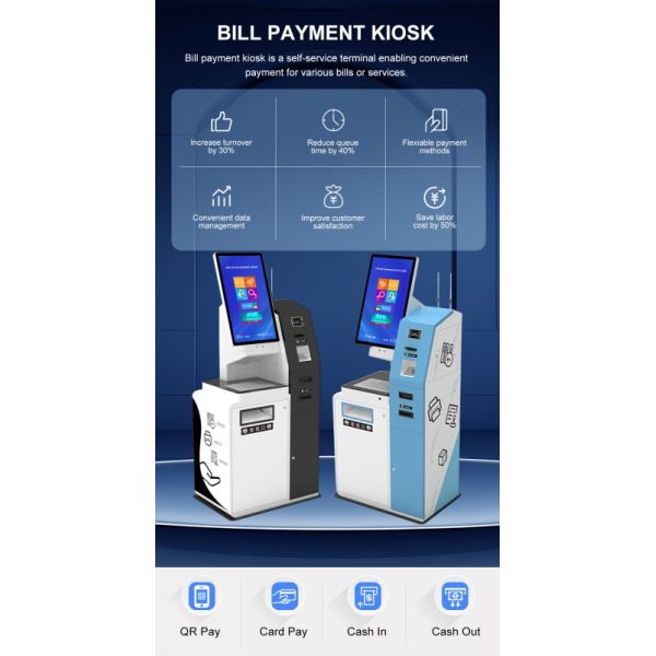 Self Service Kiosk with Capacitive Touch 10 Point Screen Custom Color and Floor Standing Wall Mounting Counter Top Installation