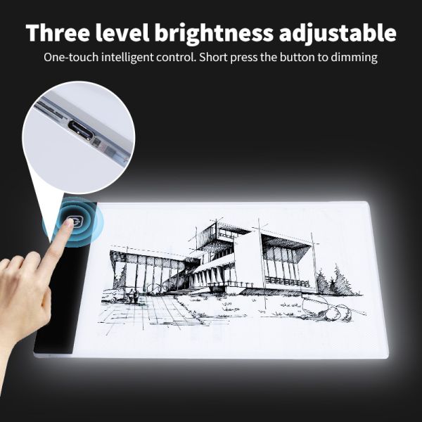 OEM ODM Acceptable Portable LED Drawing Board Large 210x150mm Plastic Light Pad Suitable for Tracing Sketching Artists