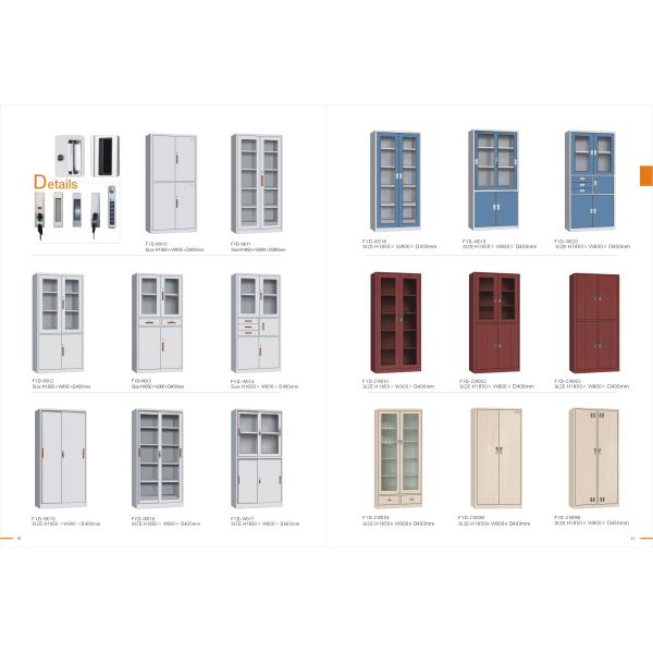 Glaass and steel door steel cupboard for storage document,Knocked down structure,white color