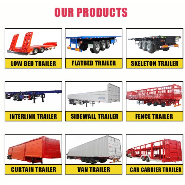 40FT Container Flatbed Trailer with LED Light 7 Ways 24V 12500mm Dimensions and 500mm High Main Beam