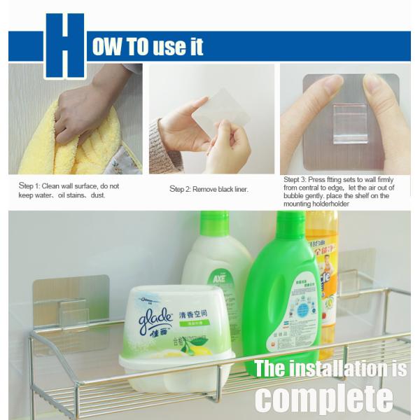 SS304 Self Adhesive Wall Hooks 5kg Max Loading 7*7cm Seamless