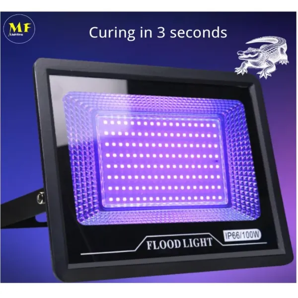 Highly Efficient 50W IP66 Non-Dimmable 180° Adjustable UVA 395-400nm LED Party Entertainment UV Curing Flood Light for Fast Resin Ink Curing