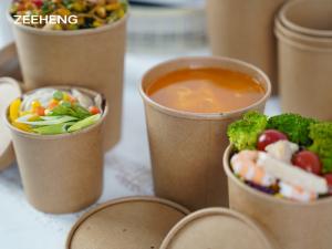 China Supermarkets Paper Soup Cups Salad Bowls No Smell on sale