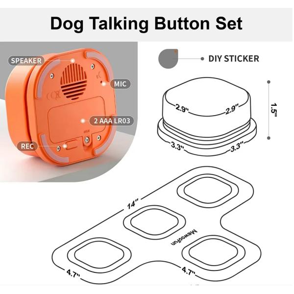 Customized Dog Communication Buttons Square Voice Recording Buttons For Dogs