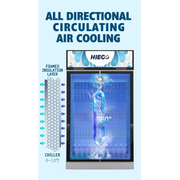 Air Cooling Double Glass Door Display Chiller 980L R290 Single Temperature