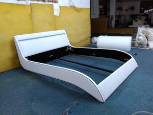 China comtemporary king size, queen size leather bed with LED light on sale