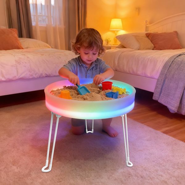 Interactive Kids' Foldable Touch Table with Color-Changing Lights and Music Waterproof Educational Sensory Toy for Children
