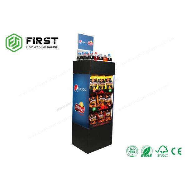 CMYK Printing Customized Corrugated Cardboard Floor Stand For Drink Bottles