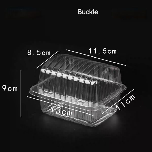 Disposable PET Plastic Transparent Clam Shell Hinge Vacuum Formed Cake Pastry Baking Takeout Clear Box Cover