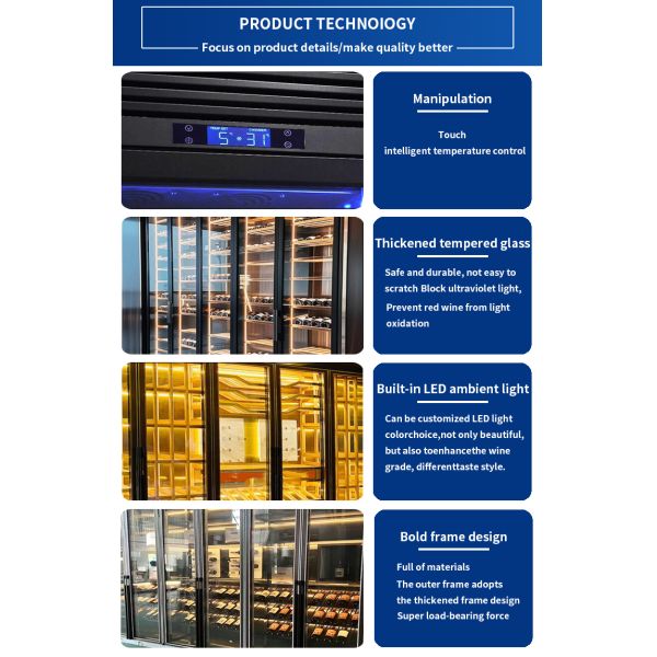Side profile of stainless steel wine cabinet