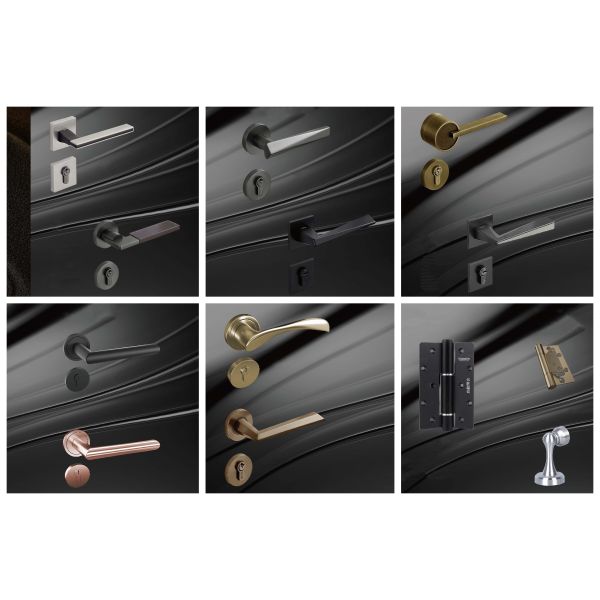 Apartment Melamine Wooden Interior Doors Modern Design Black Brown