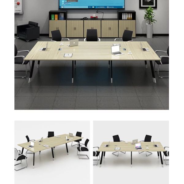 Office Furniture Melamine Board Conference Room Table Deep Oak + Light Oak Color