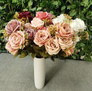China 11 Heads Silk Artificial Rose Flowers For Hom Decoration on sale