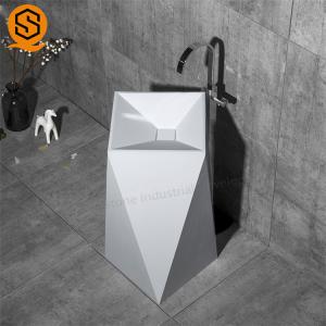 Buy cheap Unique Design Solid Surface Wash Basin Fireproof Freestanding Pedestal Sink product