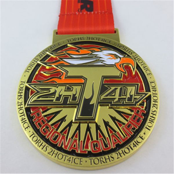 Heavy Duty Zinc Alloy Color Painted Half Marathon Medal, 3D Embossed Event Medal