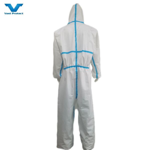 General Long White Protective Suit CE Type4/5/6 Waterproof Anti-Static Disposable Coverall