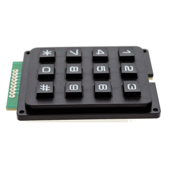 4 X 3 Matrix Keyboard 12 Keys Black Color 7 x 5.2 x 0.9cm Size With Plastic Material