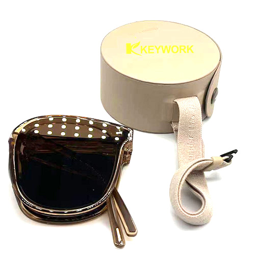 PU Leather Circular Foldable Sunglasses Case Round Glasses Storage Box