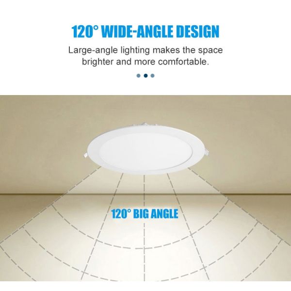 Round Led Ceiling Light Panel With 12W RA95 White Frame For Kitchen Closet Bathroom