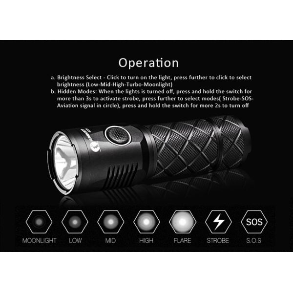 Super Bright Custom LED Flashlight 45 Days Runs Light Distance 205m