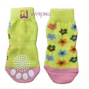 China Pet Anti Slip Knit Dog Socks&Cat Socks with Rubber Reinforcement Paw Protector on sale