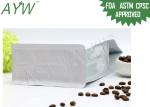 Quad Sealing Coffee Tea Bags Glossy White , Stand Up Zipper Bag For Food Storage