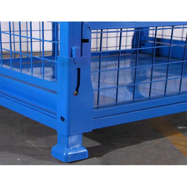 Galvanized Storage Box 6.4mm Metal Pallet Cage With Feet / Foldable Wire Frame