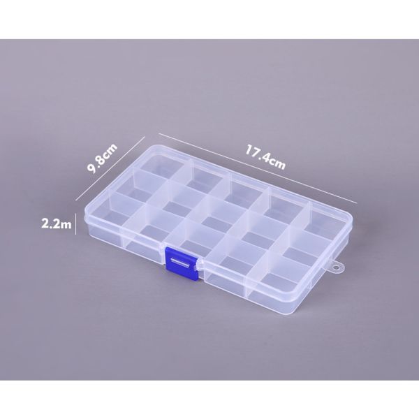 15 Grid Plastic Storage Box Removable Divider Black Lock Organizer Box
