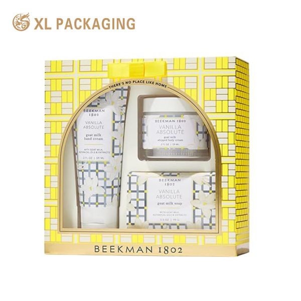 Custom Luxury Gift Box Packaging With Window Custom Printed For Cosmetic Skincare Sets Luxury Custom Cosmetic Box
