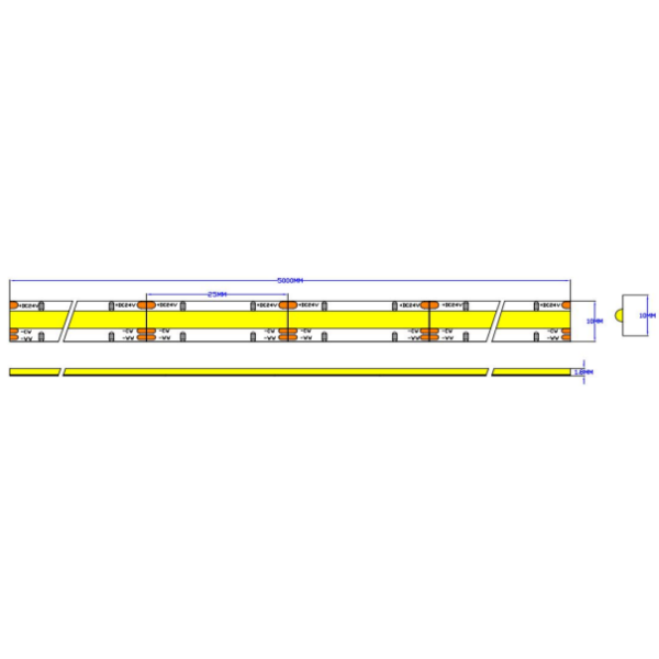 High-Density DC24V Dotless Liner LED Tunable CCT (2700K-6500K) COB 640Leds Strip Light Low Voltage Tape Light