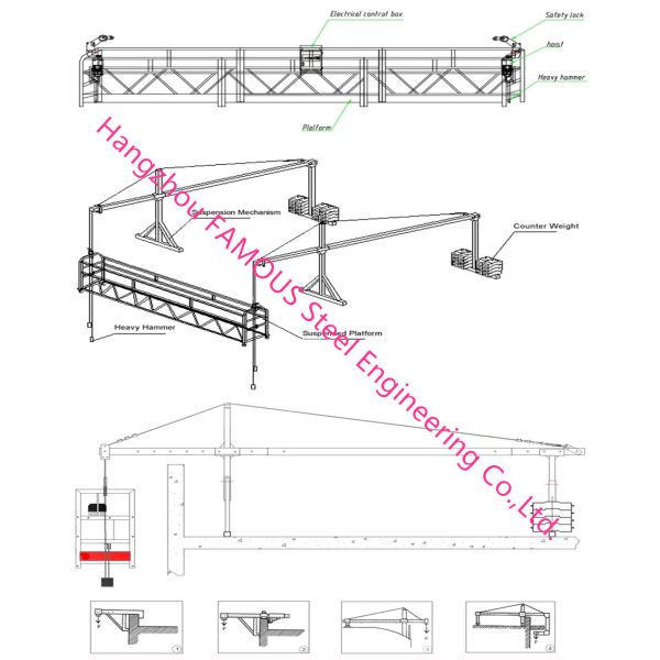 Hot Dip Galvanized Suspended Scaffold Platform With Heavy Loading Capacity