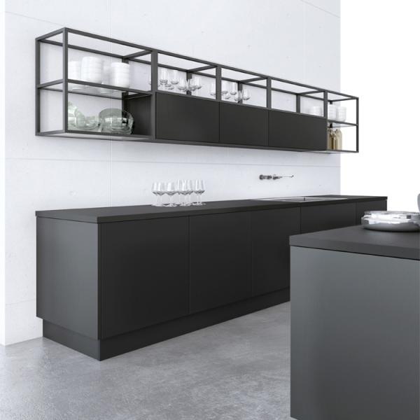 White Wooden L Shape Modular Kitchen Cabinets With Island