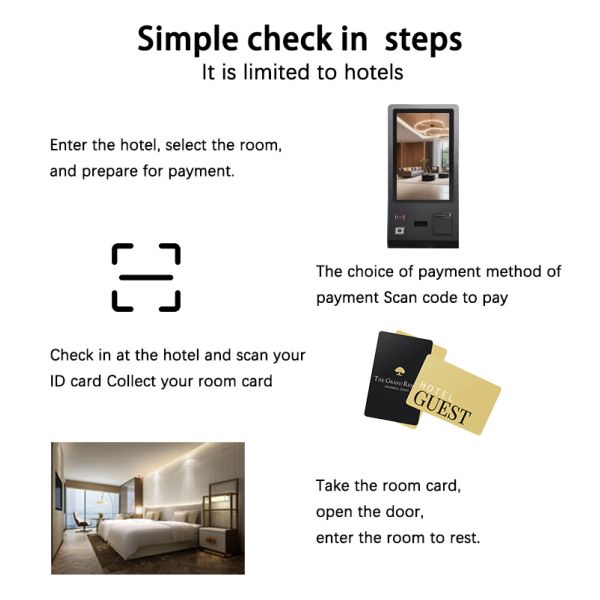 Hotel Check in Room Key Dispenser 24 inch Touch Screen Self Service Payment Kiosk