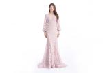 Pink Mermaid Lace European Style Evening Dresses Sexy Flattering With Back