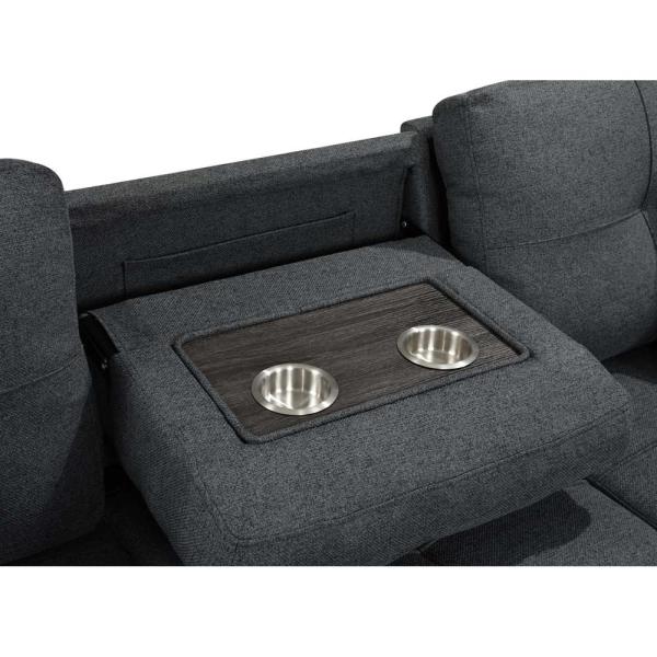 L-Shaped Reversible Sectional Sleeper Sofa with Pull-Out Bed and Storage, Neutral Gray Fabric