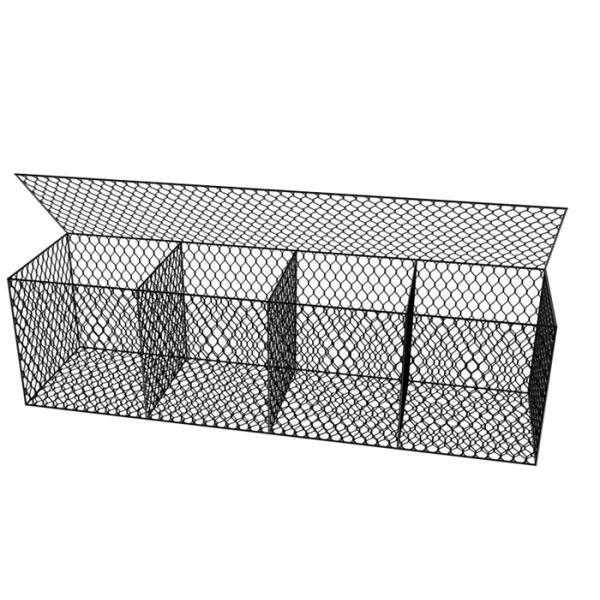 PVC Coated Grey Color Woven Mesh Gabion Stone Cages Box Civil Engineering Applications