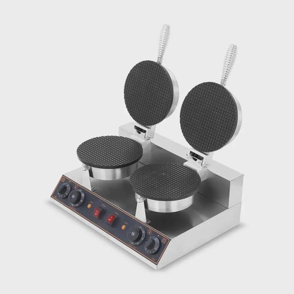Round Shape Non-stick Waffle Cone Maker 2023 Type Double Head Ice-cream Cone Machine